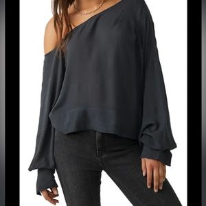 NWT Free people justina one shoulder long sleeve crop blouse size XS